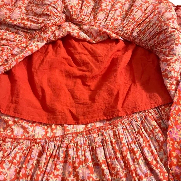 Sundance Nami Ruffled Floral Cotton Tiered Midi Skirt Size Petite Large - Picture 7 of 10